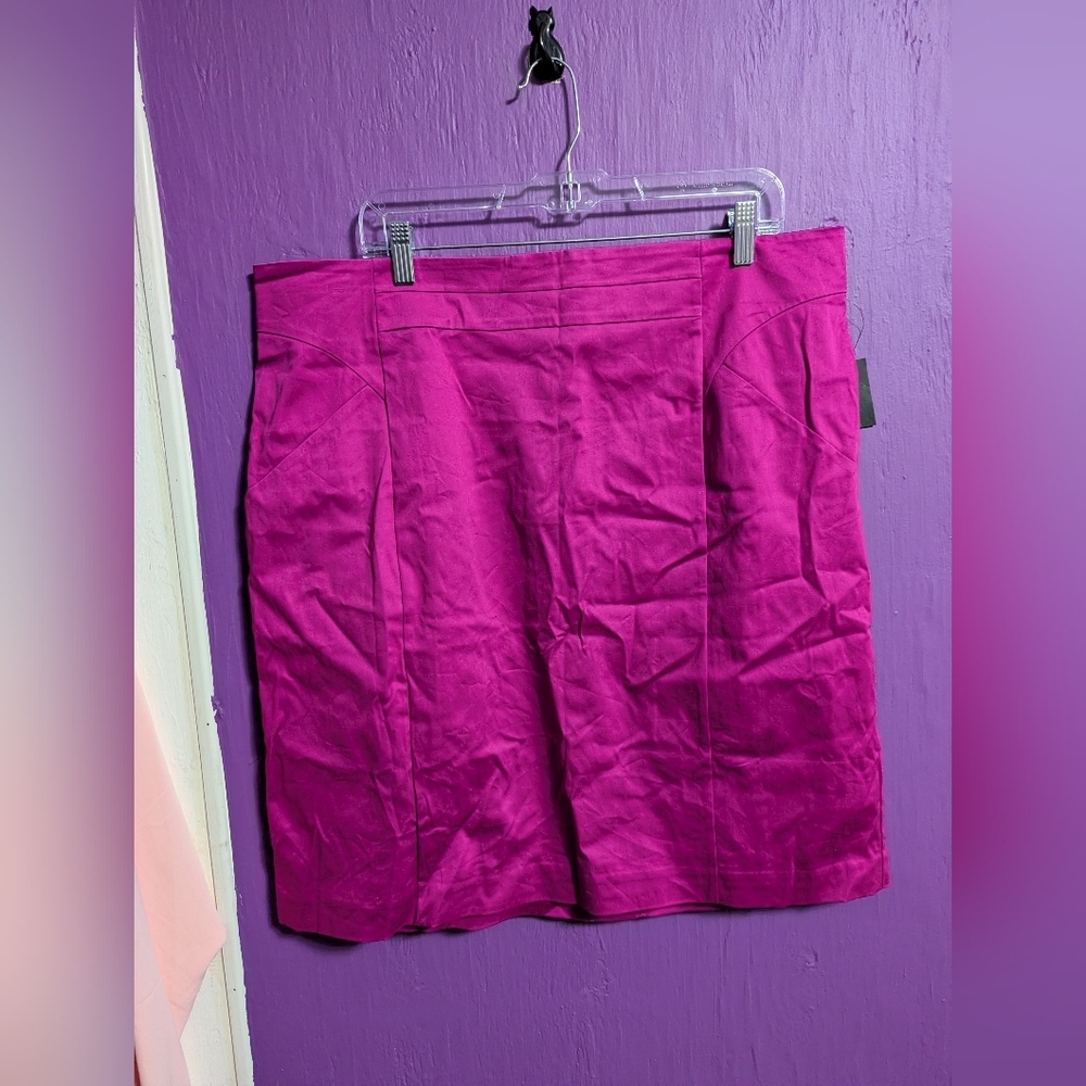 💜 NWT Worthington Magenta Pink Stitch Detail Midi Skirt 18 2X